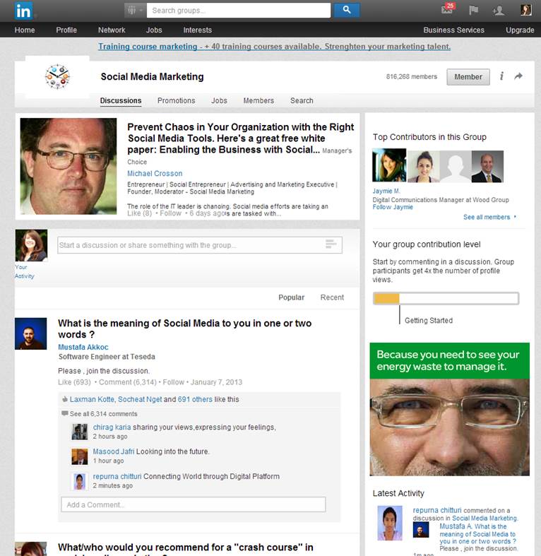 Screenshot of a LinkedIn Group